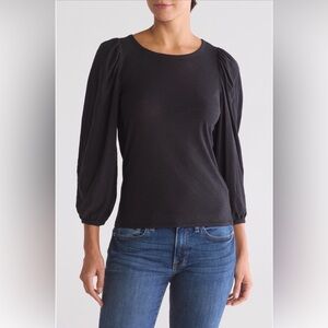 Nation LTD Cecilia Long Balloon Sleeve Pima Cotton Top